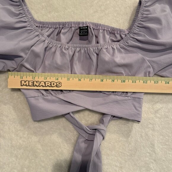 SHEIN Lavender Off-Shoulder Long Sleeve Crop Top Juniors Size XS - Picture 5 of 7